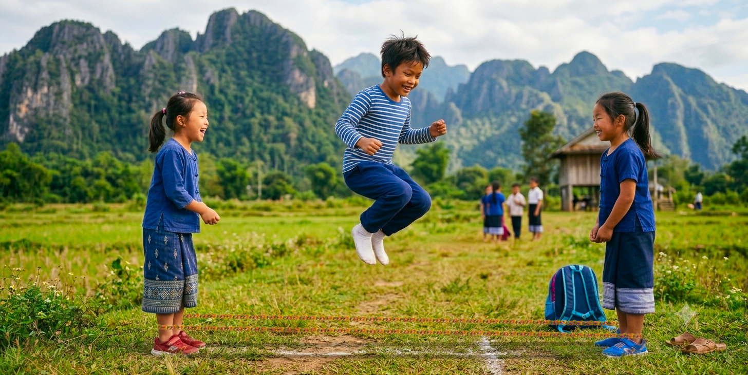 Ten Yang (ເຕັ້ນຍາງ): The Lao Jump Rope Game Every Kid Played